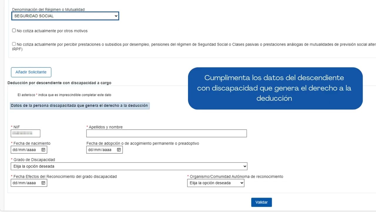deduccion por descendientes con discapacidad