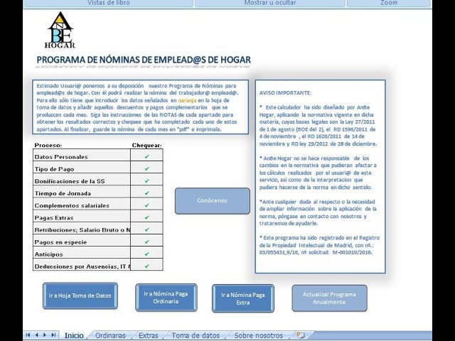 modelo de nomina empleada hogar